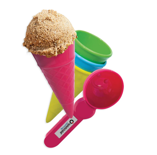 Ice Cream 5 Piece Set with 4 Cones and a Scoop