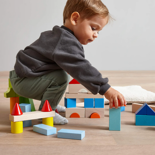 Colored Wooden Building Blocks - 46 Piece Set