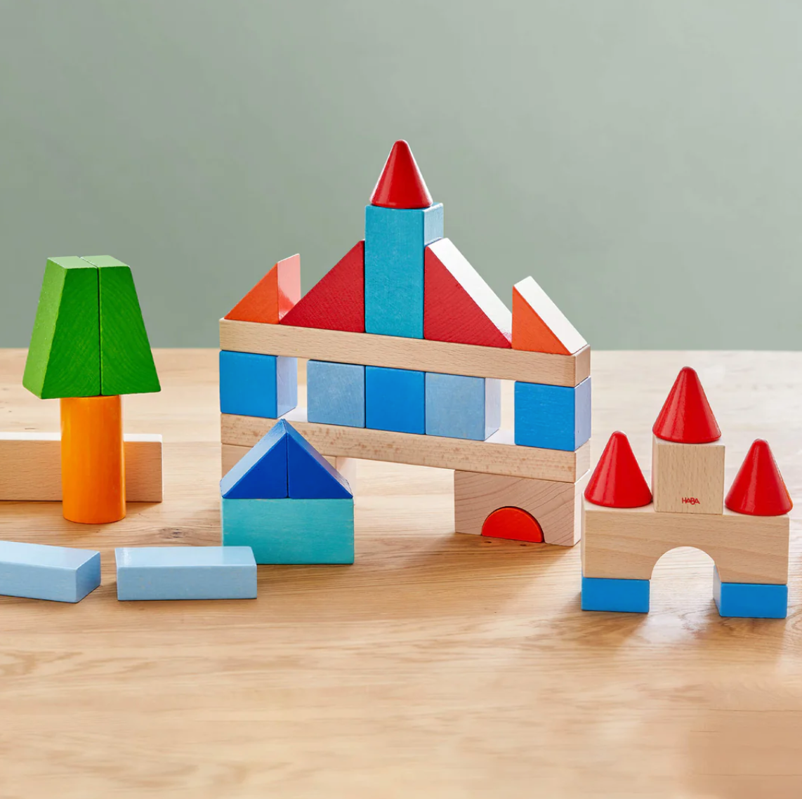 Colored Wooden Building Blocks - 46 Piece Set
